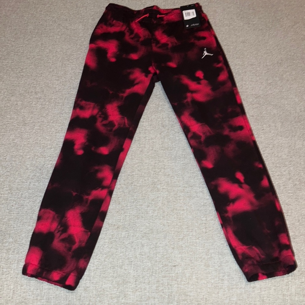 NWT Youth Jordan Black and Red rye dye Sweats